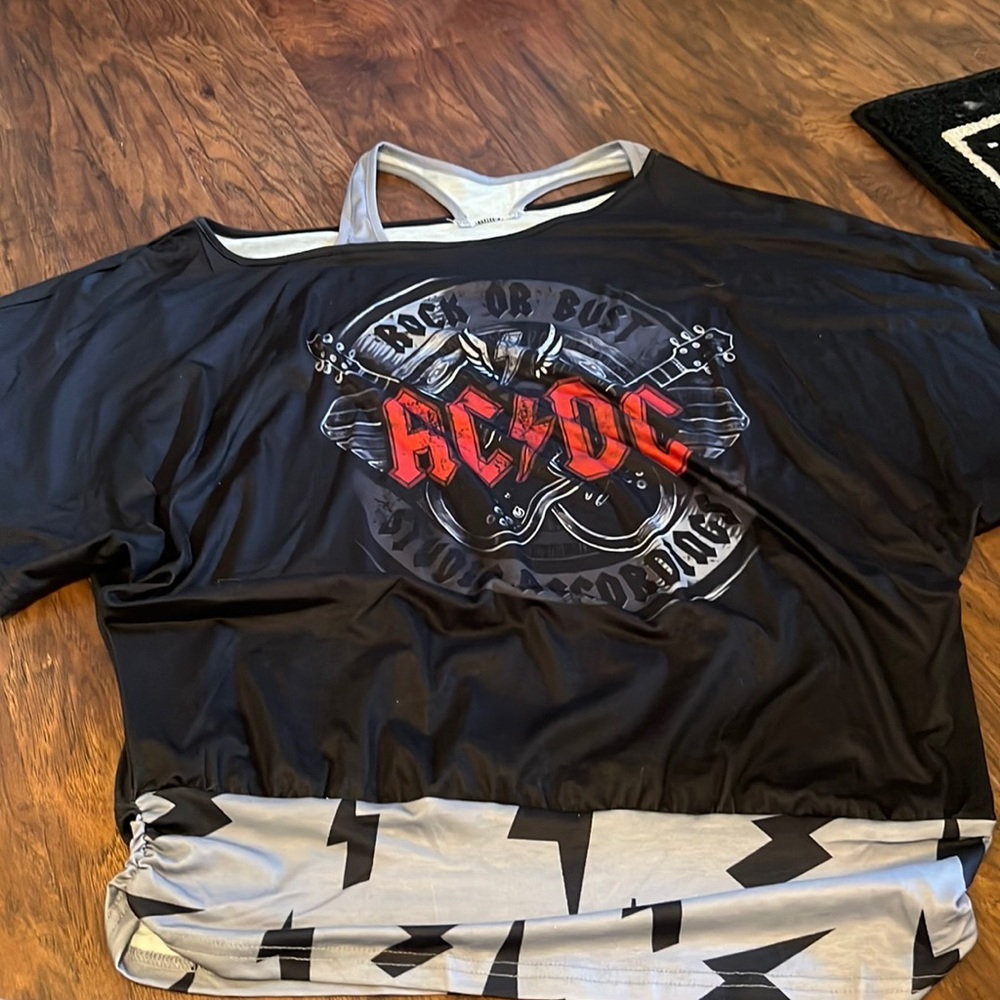 AC/DC one shoulder shirt- new- XL